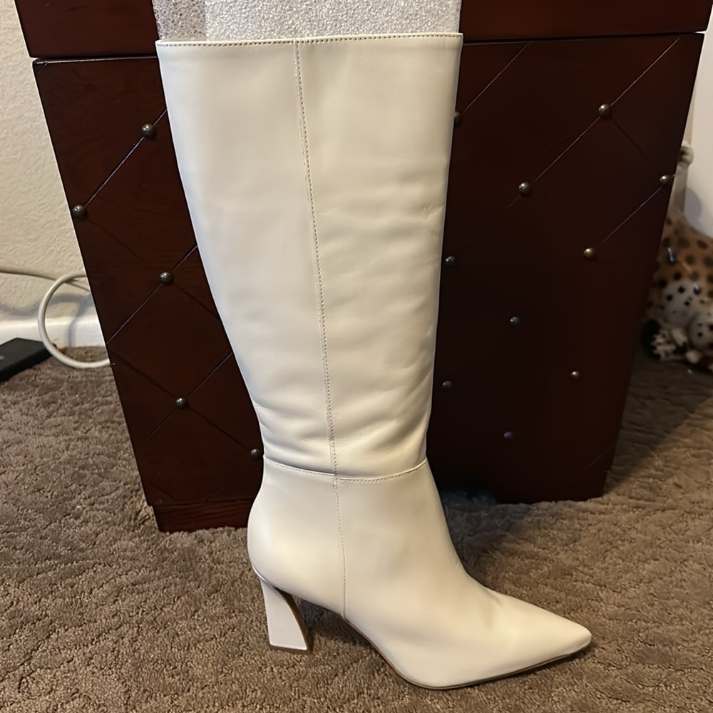 Vince Camuto Cream Heeled Boots